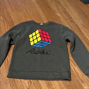 Rubik’s Cube Gray Kids Sweater with Cube Graphic